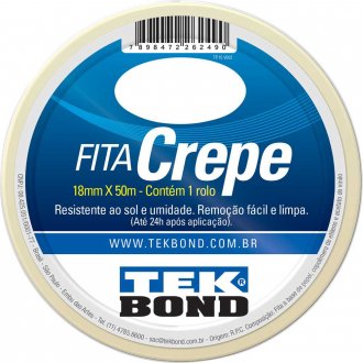 Fita crepe, 18 mm x 50 m, creme, uso geral, 211110185000 TEKBOND