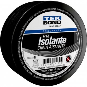 Fita isolante, 19,0 mm x 10 m, preta, TEKBOND