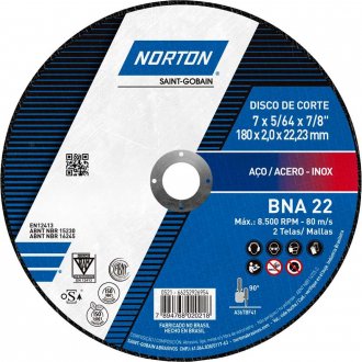 Disco de corte 177,8 mm x 2,0 mm x 22,23 mm, BNA22, NORTON