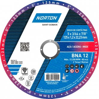 Disco de corte, 125 mm x 1,2 mm x 22,23 mm, BNA12 NORTON