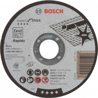 Disco de corte 115 mm x 1,0 mm x 22,23 mm 2608600545, BOSCH