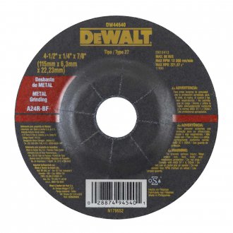 Disco de desbaste 115,0 mm x 6,3 mm x 22,23 mm, DW44540, DEWALT