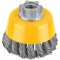 Escova copo em ao tranado, 75 mm, M14, fio 0,5 mm, 14.000 rpm, DW4910M, DEWALT