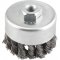 Escova copo em ao tranado, 75 mm, M14, fio 0,6 mm, 8.500 rpm, ABRASFER